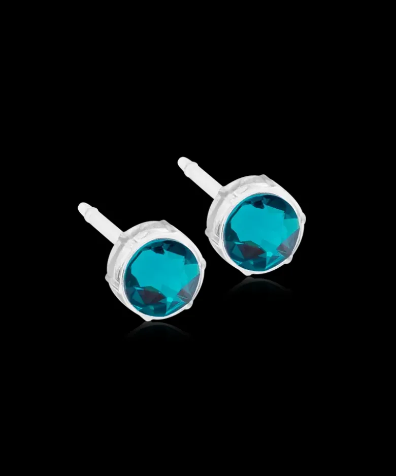Blomdahl Örhängen MP Bezel 6 mm, Blue zircon 15-0109-14