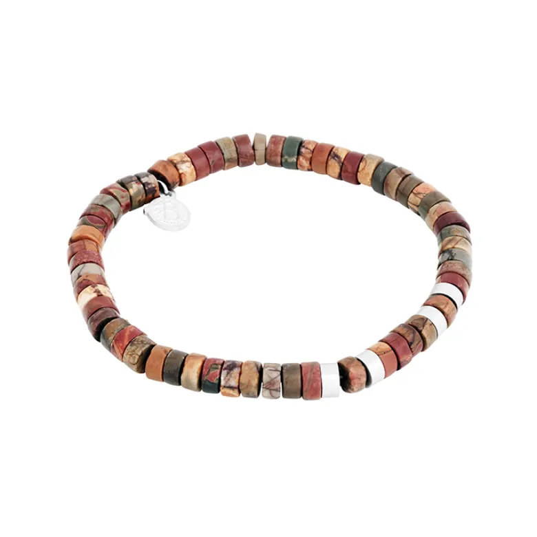 By Billgren Armband jaspis, stål, brun/röd – 8212