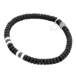 By Billgren Armband, kokosnöt, svart/brun/stål – 8191