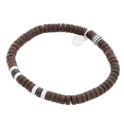 By Billgren Armband, kokosnöt, brun/svart/stål – 8192