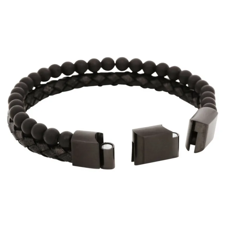 By Billgren Armband, Läder/Onyx, svart – 8147
