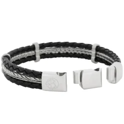 By Billgren Armband Stål och Läder Svart