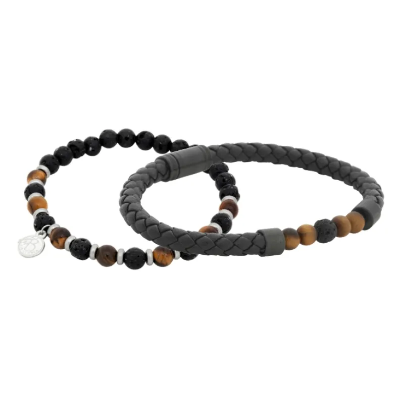 By Billgren Armbandsset, läder/beads, svart/brun – 8188-8160
