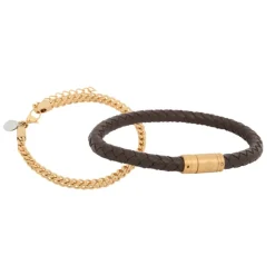 By Billgren Armbandsset, läder/stål Brun/guld – 8133-8156