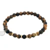 By Billgren Beadsarmband, Tigeröga + Onyx, brun/svart/guld – 8162