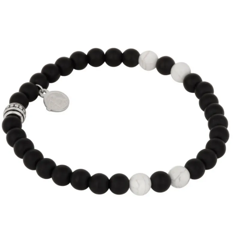 By Billgren Beadsarmband, Howilte, svart/vit/silver – 8941