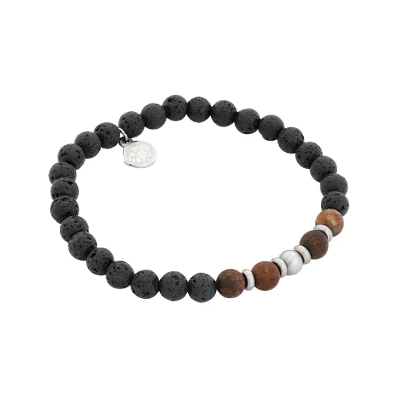 By Billgren Beadsarmband, jaspis, lavasten, stål – 8228
