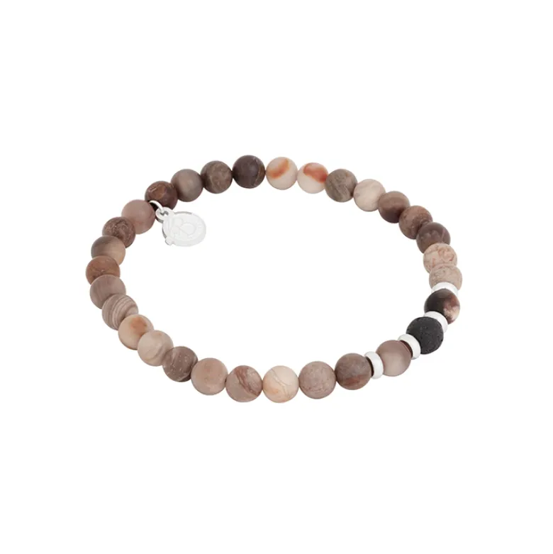 By Billgren Beadsarmband, opal, lavasten, beige, svart – 8215