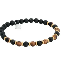 By Billgren Beadsarmband, Tigeröga/Lavasten, brun/svart/guld – 8173