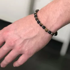 By Billgren Beadsarmband, Tigeröga + lavasten, brun/svart – 8160