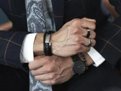 By Billgren Läderarmband, dubbel, brun/grå – 8216