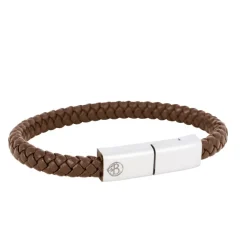 By Billgren Läderarmband, dubbel, brun/grå – 8216