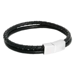 By Billgren Läderarmband, dubbel, brun/grå – 8216