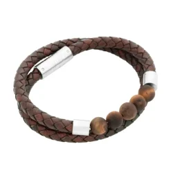 By Billgren Läderarmband dubbel/beads, brun/hazel – 8194