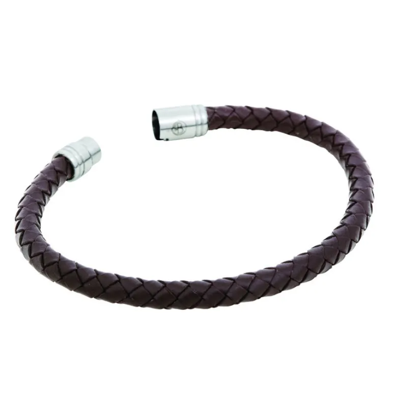 By Billgren Läderarmband, Flätat med lås i stål, svart – 8931