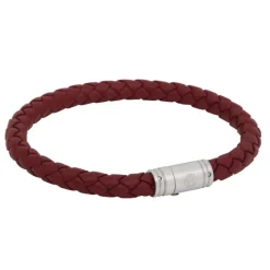 By Billgren Läderarmband, Flätat med lås i stål, Röd – 8131