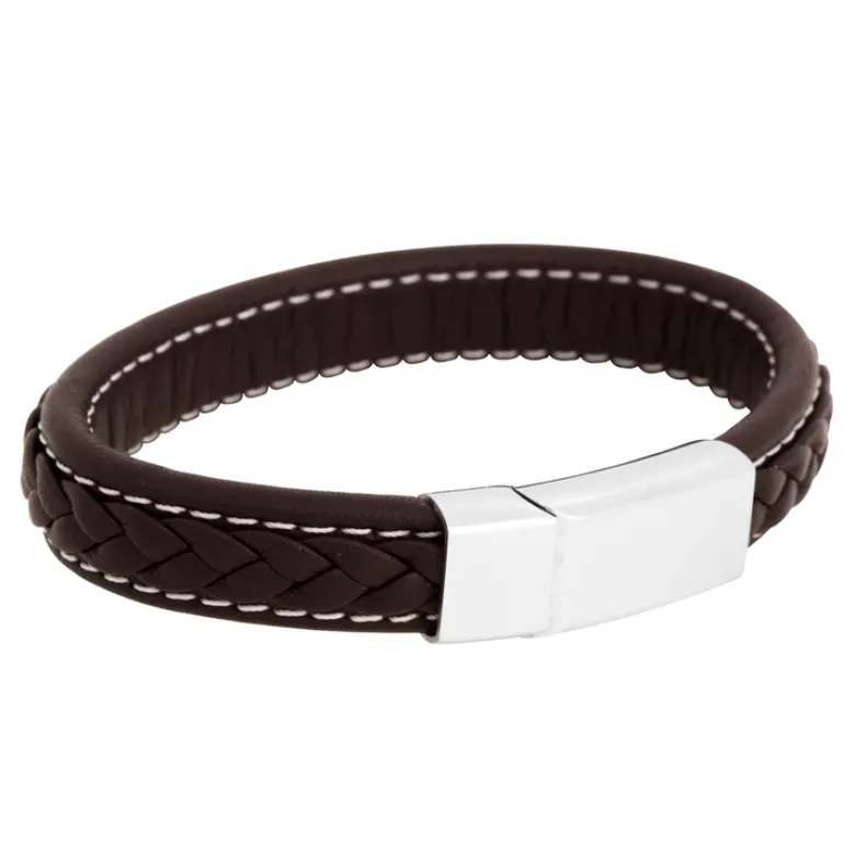 By Billgren Läderarmband, Flätat/stål, brunt – 8932