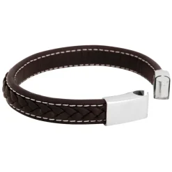 By Billgren Läderarmband, Flätat/stål, brunt – 8932