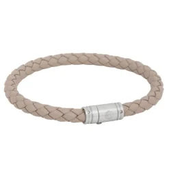 By Billgren Läderarmband, Flätat med lås i stål, natur – 8130