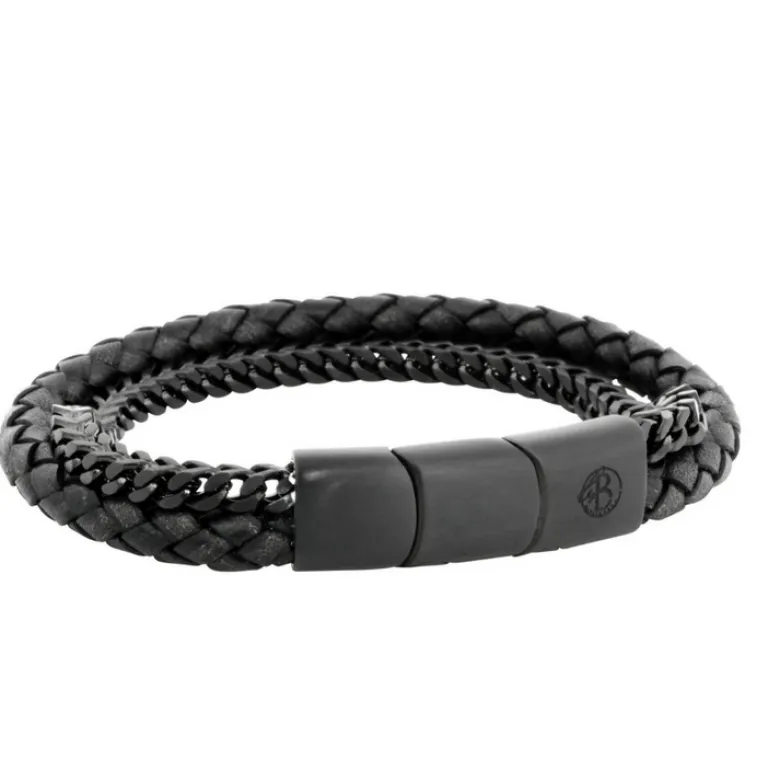 By Billgren Läderarmband, kedja, svart – 8183