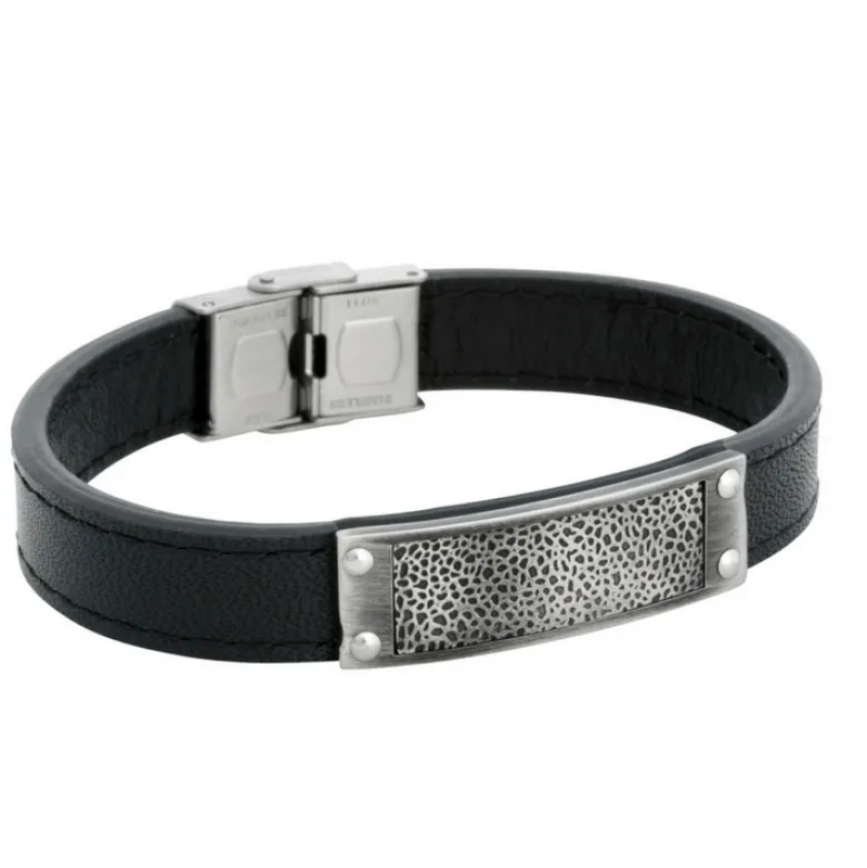 By Billgren Läderarmband, Pattern, svart – 8177
