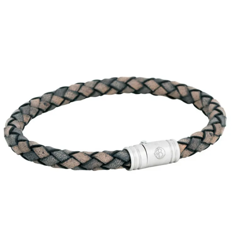 By Billgren Läderarmband, Vintage, grå/beige – 8151
