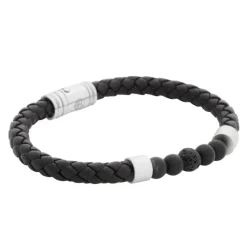 By Billgren Läderarmband/Beads, Svart/Stål – 8187