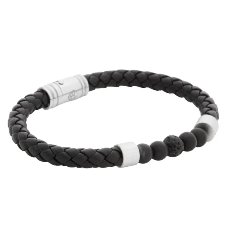 By Billgren Läderarmband/Beads, Svart/Stål – 8187