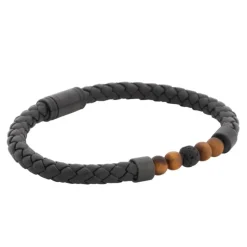 By Billgren Läderarmband/Beads, Svart/Stål/Brun – 8188