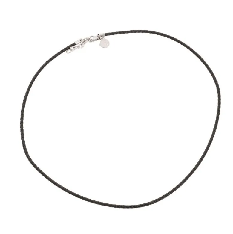 By Billgren Läderhalsband, Flätat, Svart – 9171