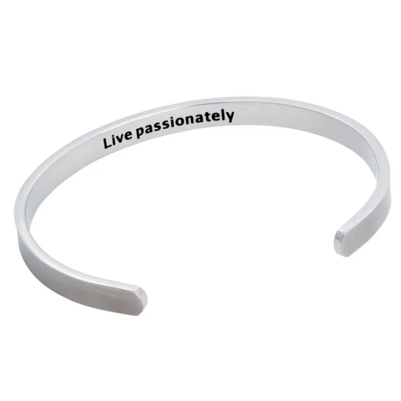 By Billgren Stålarmband, Cuff “Live passionately”, silver – 8972