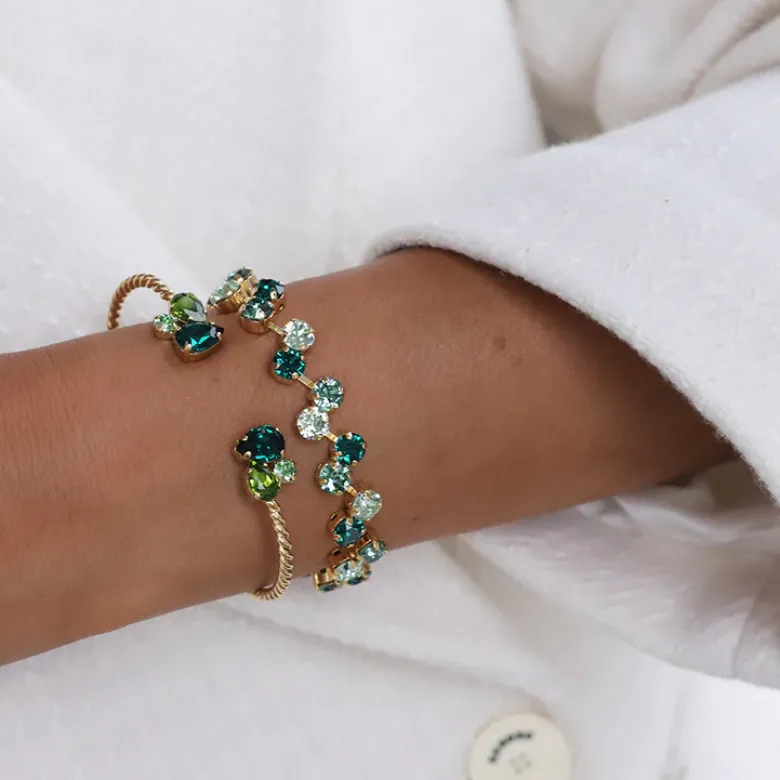 Caroline Svedbom Alisia Armband / Green Combo (Rhodium)