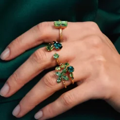 Caroline Svedbom Alisia Ring / Green Combo (Rhodium)