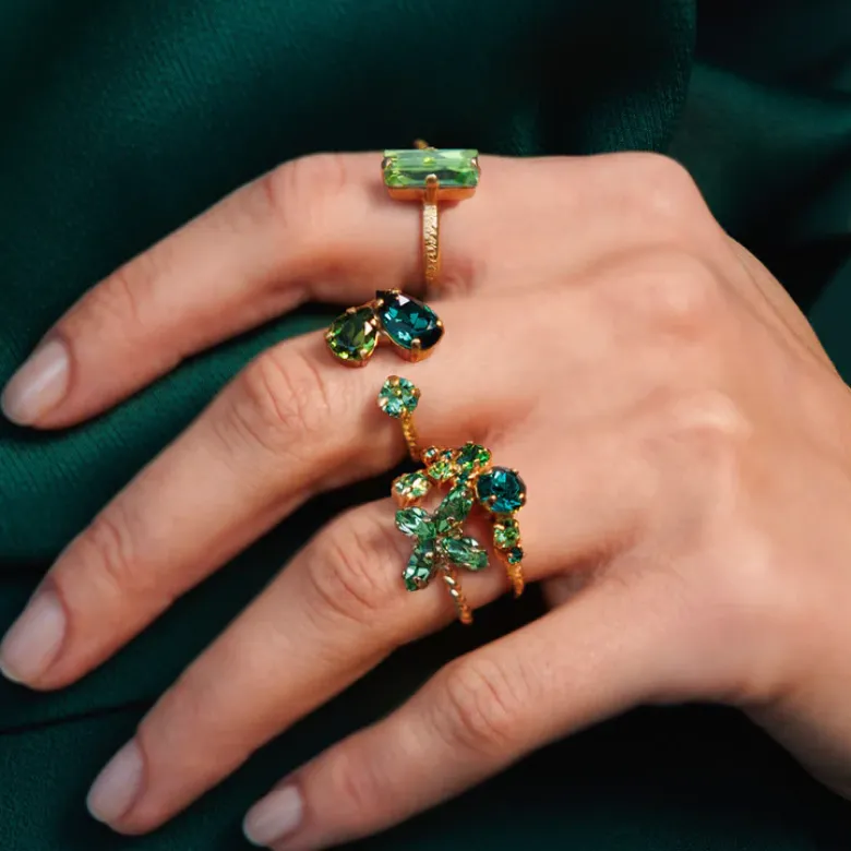Caroline Svedbom Alisia Ring / Green Combo (Rhodium)