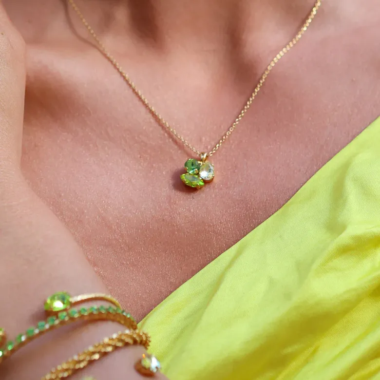 Caroline Svedbom Ana Halsband / Lime Combo (Guld)