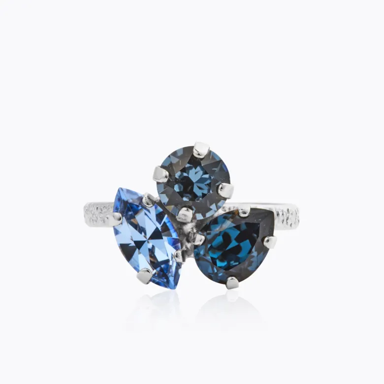 Caroline Svedbom Ana Ring, Denimblue Combo – Rhodium
