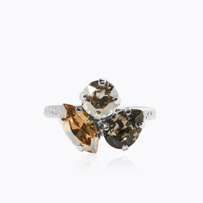 Caroline Svedbom Ana Ring, Black Golden Combo – Rhodium