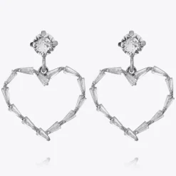 Caroline Svedbom Baguette Heart Örhängen/ Crystal (Rhodium)
