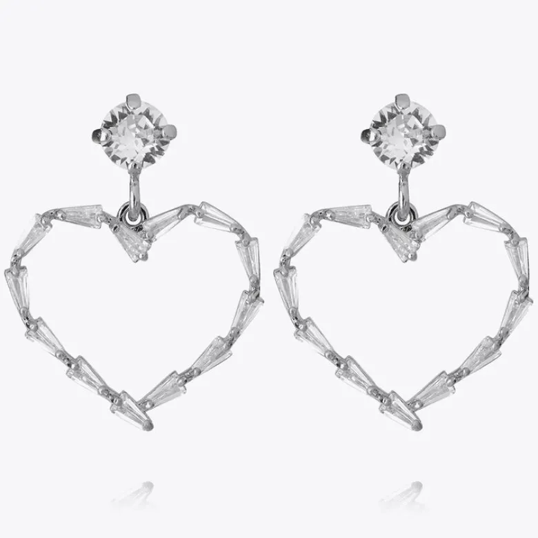 Caroline Svedbom Baguette Heart Örhängen/ Crystal (Rhodium)