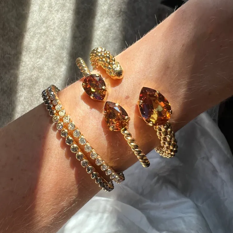 Caroline Svedbom Classic Rope Armband Rhodium / Light Amber
