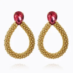 Caroline Svedbom Classic Rope Örhängen/ Mulberry Red (Guld)