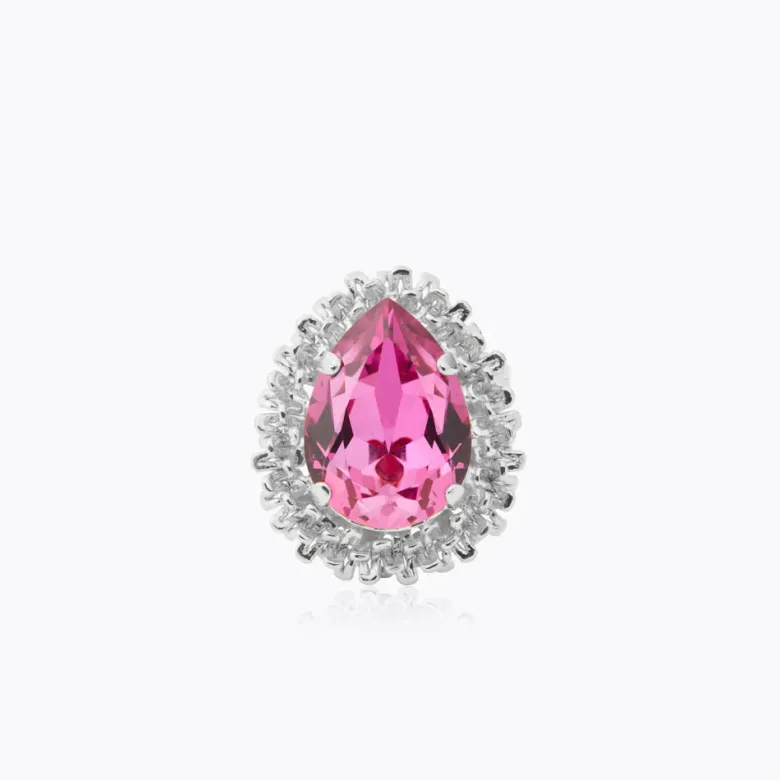 Caroline Svedbom Classic Gemma Ring, Dark Rose – Rhodium