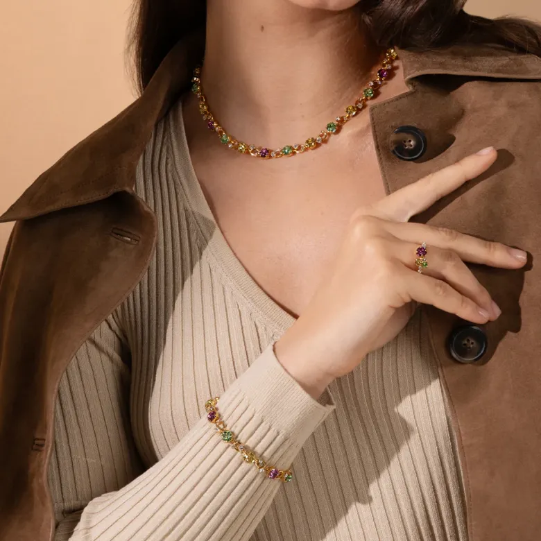 Caroline Svedbom Fay Armband, Autumn Bloom Combo – Guld