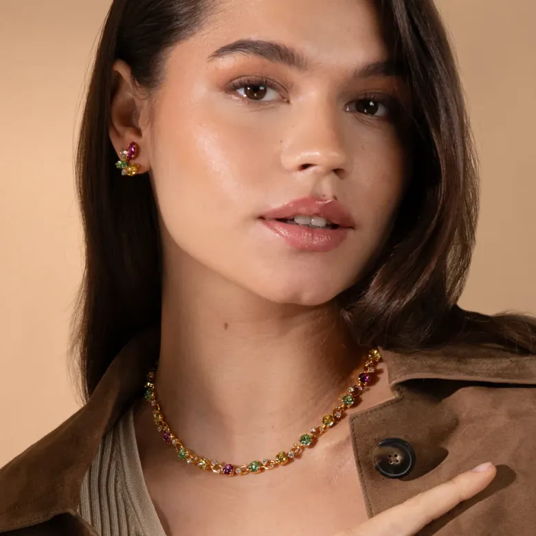 Caroline Svedbom Fay Halsband, Autumn Bloom Combo – Guld
