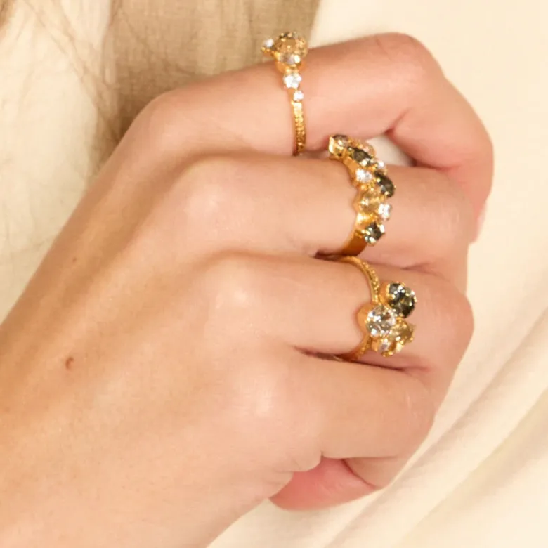 Caroline Svedbom Gabriella Ring, Black Golden Combo – Rhodium