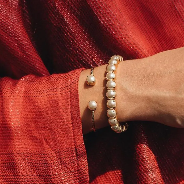 Caroline Svedbom Gia Stretch Armband Guld / Pearl