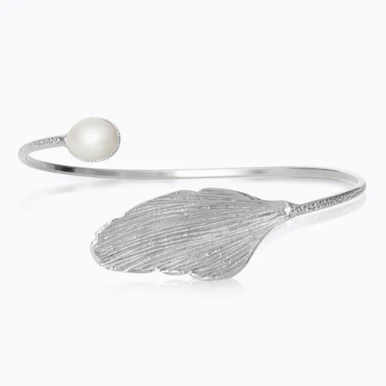 Caroline Svedbom Golden Leaf Armband/ Pearl (Rhodium)