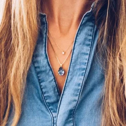 Caroline Svedbom Halsband Mini Drop Denim Blue (Guld)