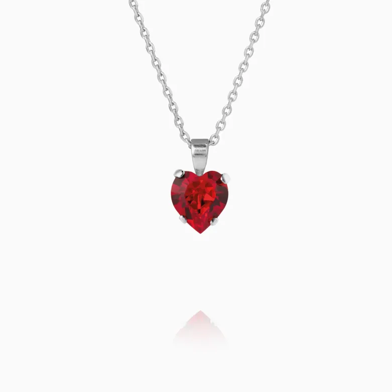 Caroline Svedbom Heart Halsband/ Light Siam – Rhodium