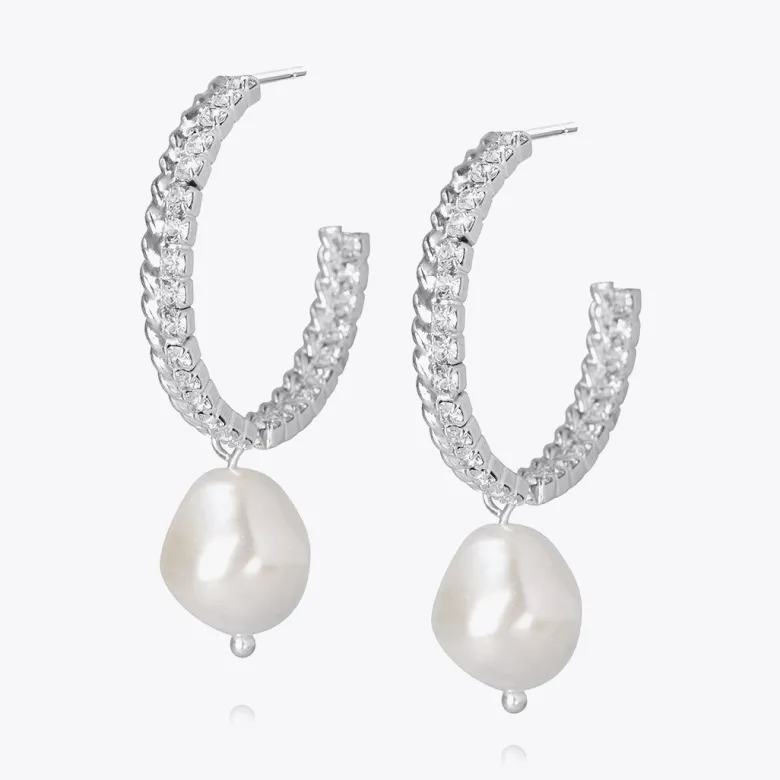 Caroline Svedbom Kaia Pearl Örhängen/ Pearl + Crystal (Rhodium)